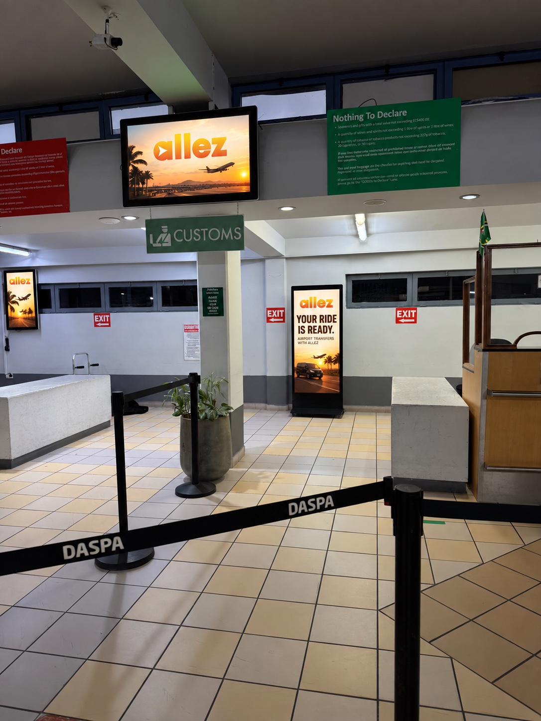 Allez campaign on Reach Media screens at Douglas-Charles Airport